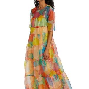 Staud Hyacinth Tiered Abstract-Print Maxi Dress